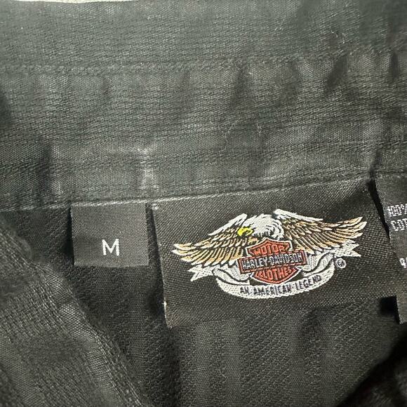 Harley Davidson Womens Black Button Down Shirt Rhinestone Eagle Medium - Picture 3 of 6